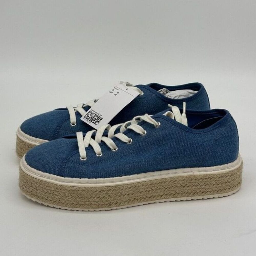 H&M Shoes Women 41 US 10 Teal Espadrille Platform Sneakers Chunky Y2K Ladies NEW